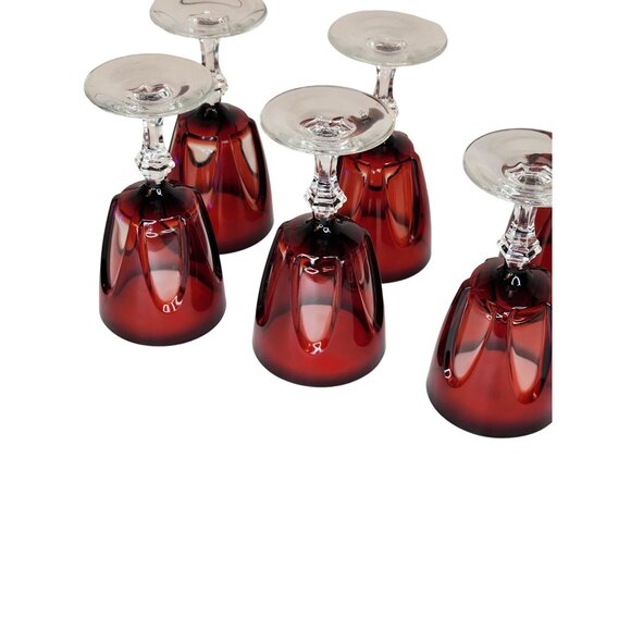 Cristal DArques Durand Ruby Wine Glasses Set Of 6 Gothic Arches Discontinued - Picture 6 of 12